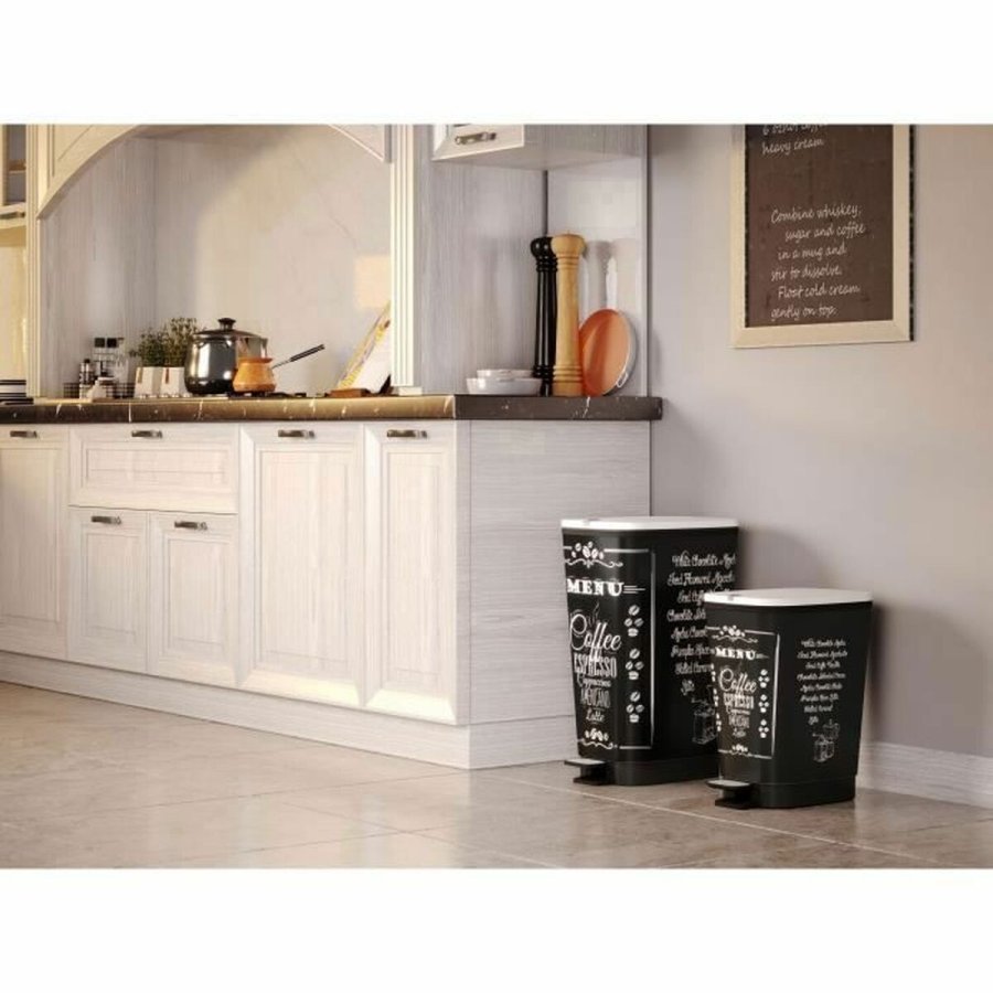 Affaldsspand med pedal KIS CHIC Coffee Motif Sort 50 L #2