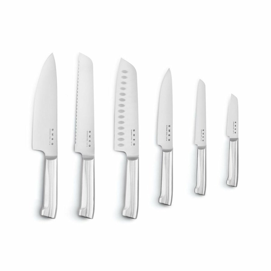St med kkkenknive og holder Smeg KBSF02CR Fldefarvet Rustfrit stl #4