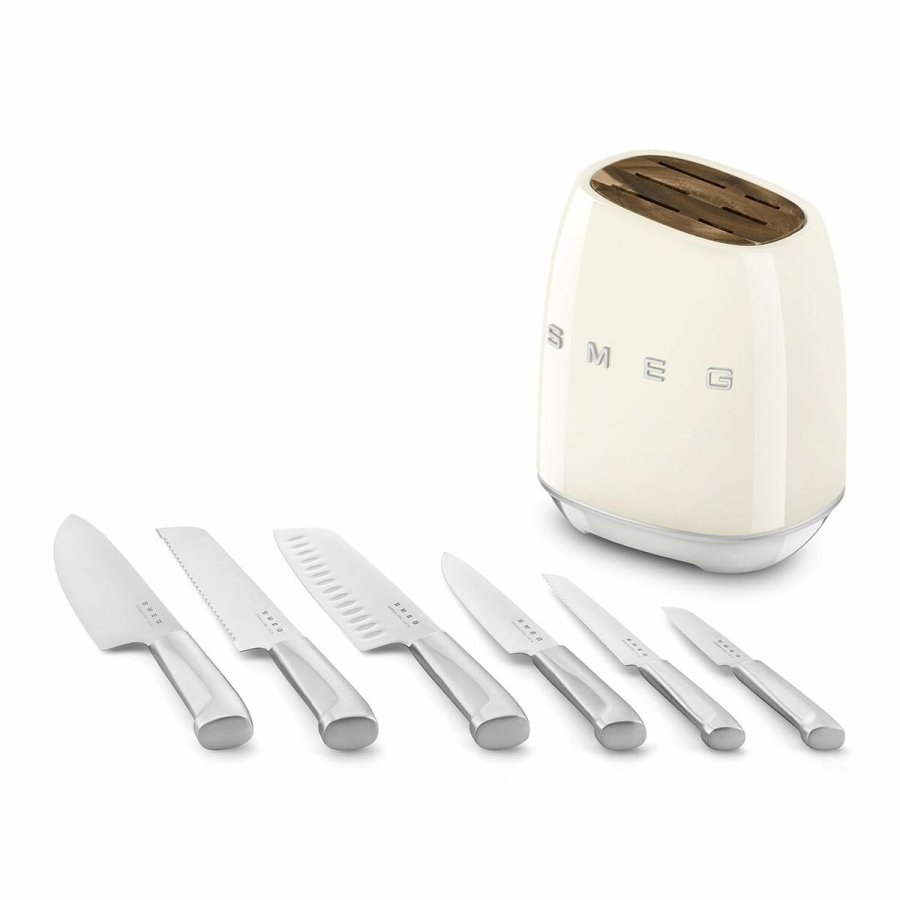St med kkkenknive og holder Smeg KBSF02CR Fldefarvet Rustfrit stl #5
