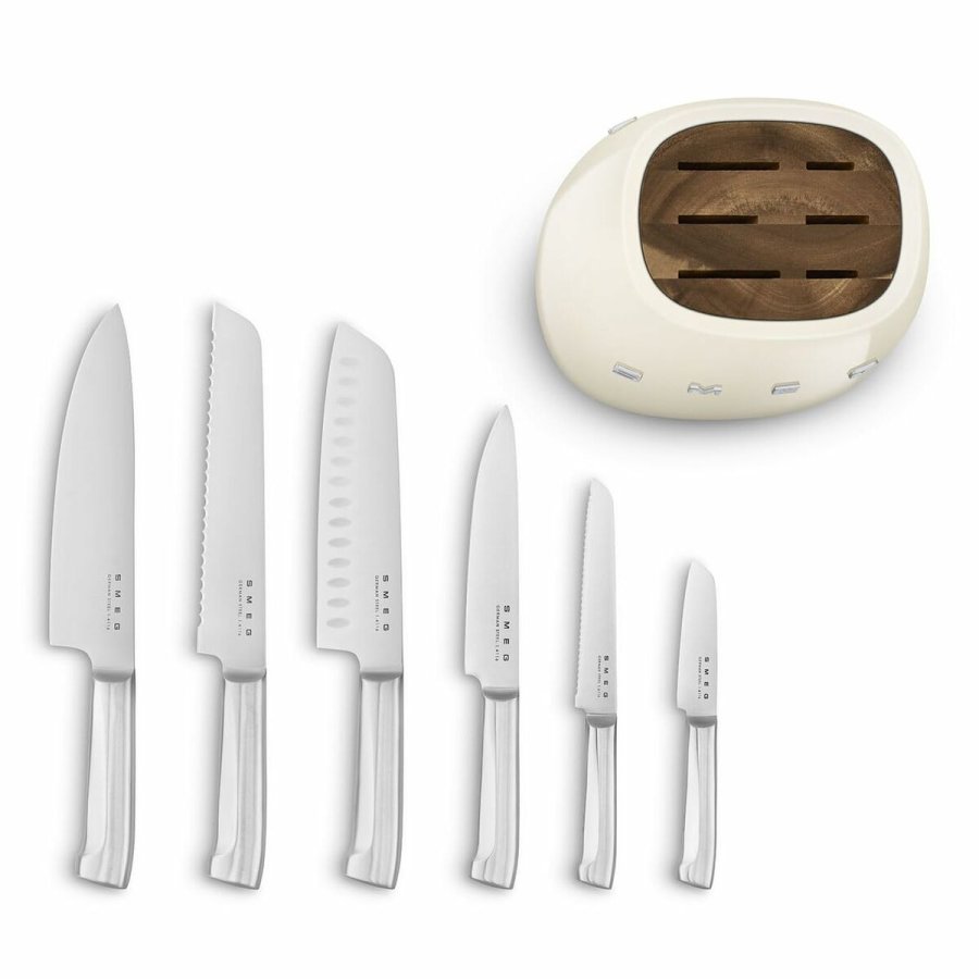 St med kkkenknive og holder Smeg KBSF02CR Fldefarvet Rustfrit stl #7