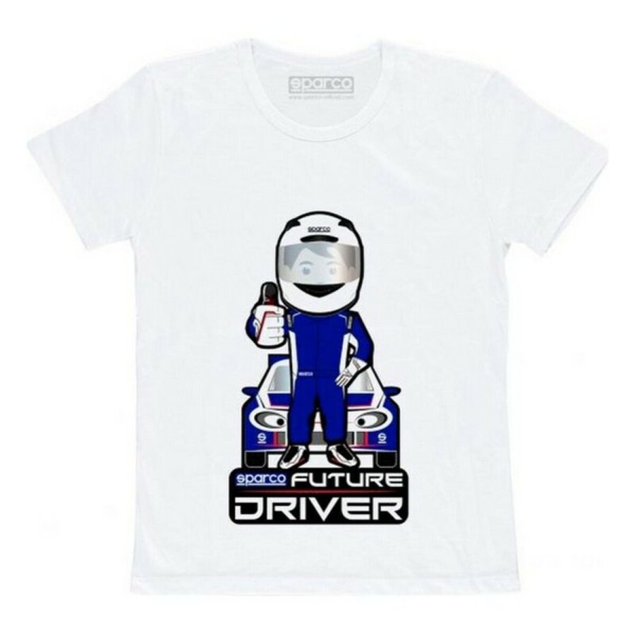 B�rne Kort�rmet T-shirt Sparco Future Racer Hvid #1
