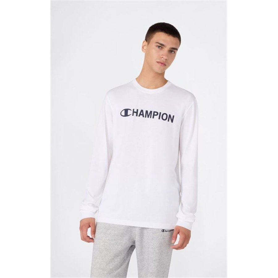 Lang�rmet T-shirt til M�nd Champion Graphic Shop Hvid #2