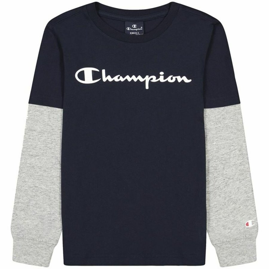 Langrmet T-shirt til Brn Champion Sort #1