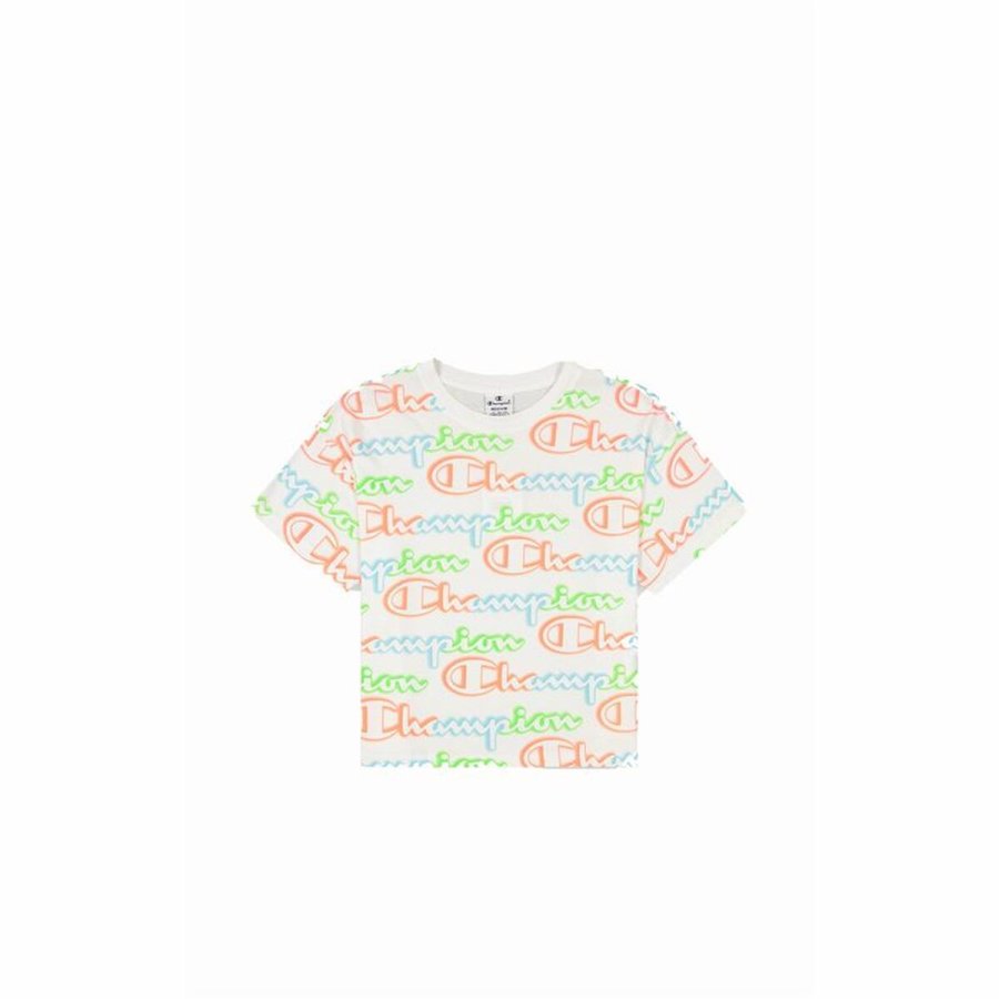 Kortrmet T-shirt til Kvinder Champion Crewneck Croptop Hvid #1