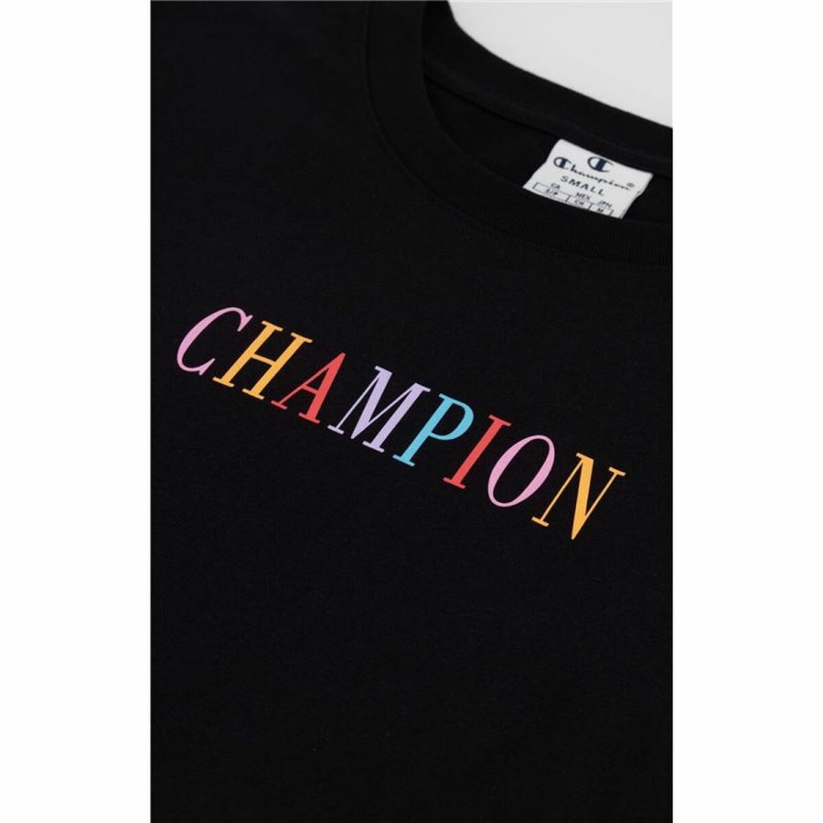 Kort�rmet T-shirt til Kvinder Champion Crewneck Croptop Sort #5
