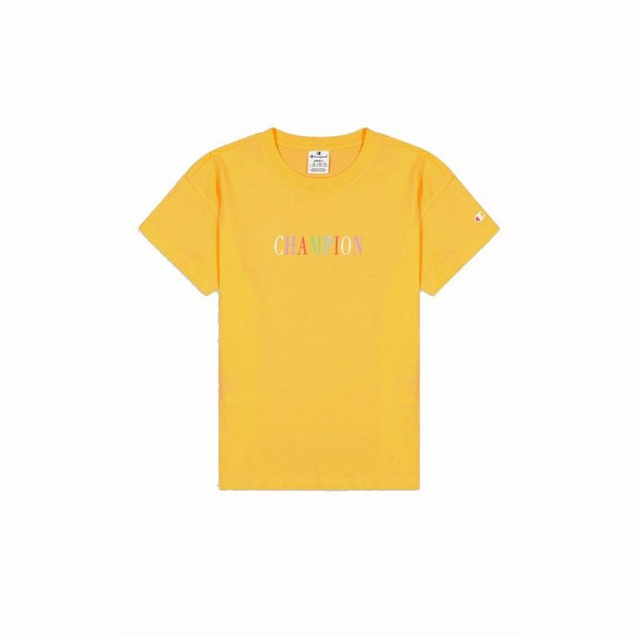 Kortrmet T-shirt til Kvinder Champion Crewneck Croptop Gul #5