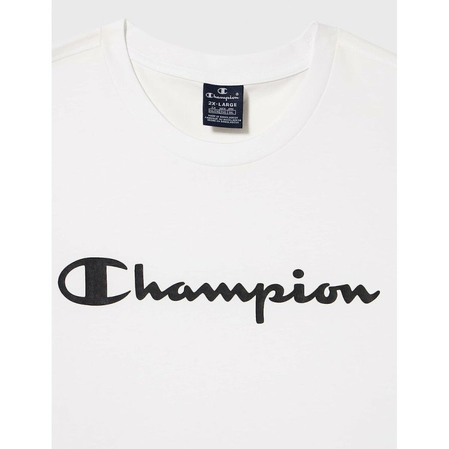 Kortrmet T-shirt til Mnd Champion Crewneck Hvid #6
