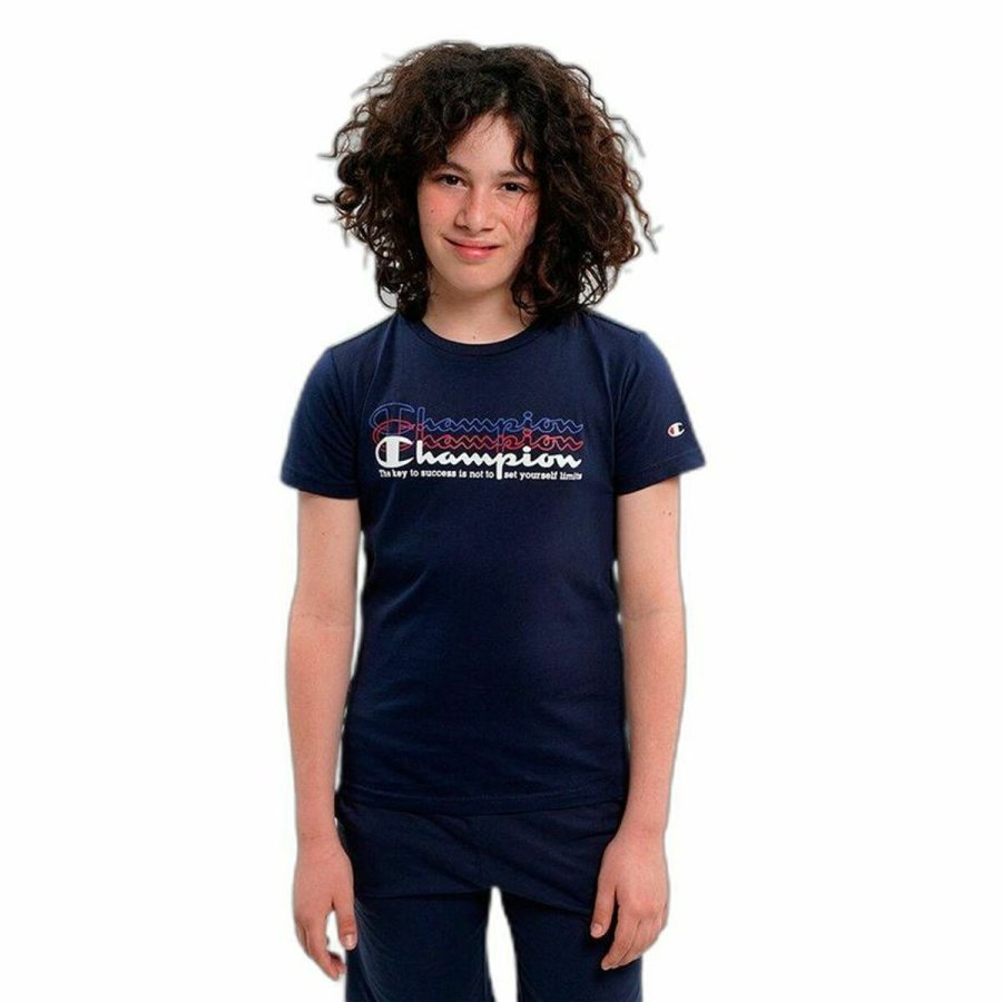 Kortrmet T-shirt til Brn Champion Crewneck  Bl #1