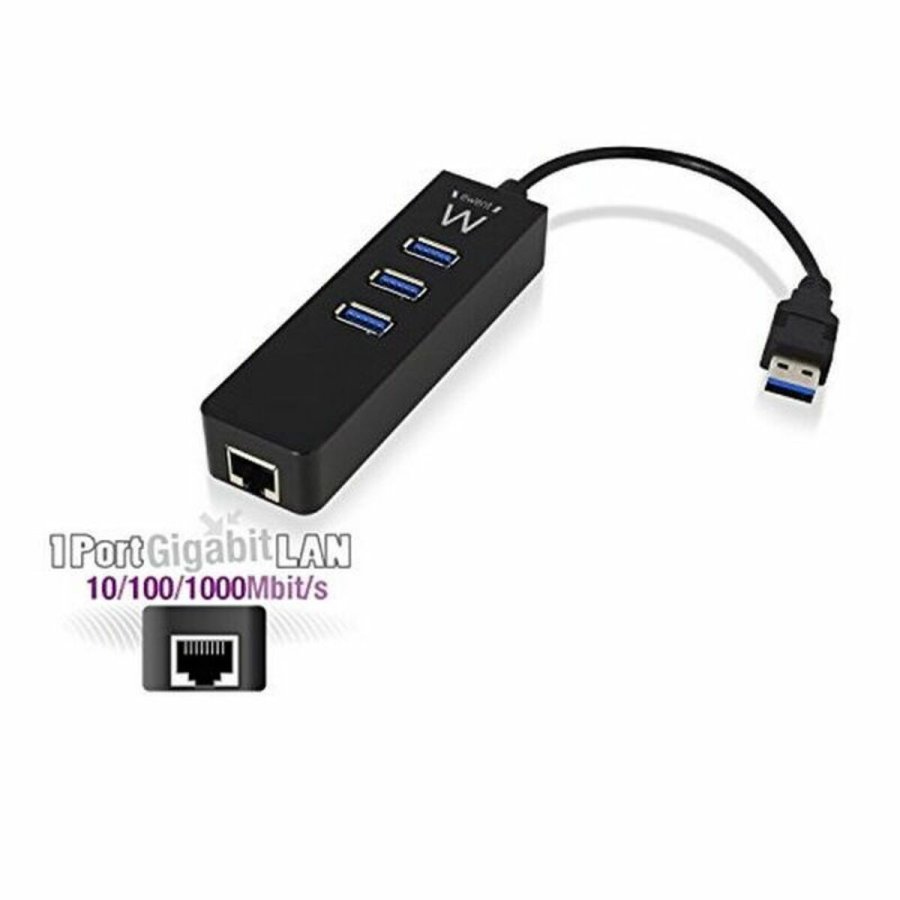 USB Hub Ewent AAOAUS0127 3 x USB 3.1 RJ45 Plug and Play #5