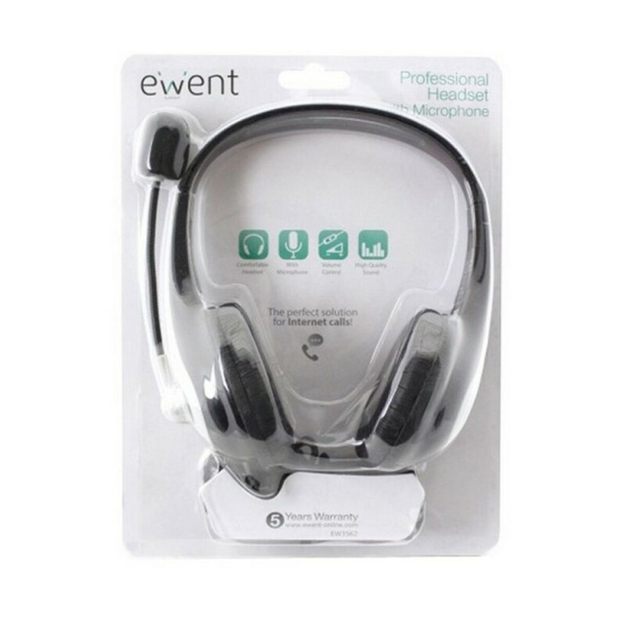 Hovedtelefoner med mikrofon Ewent EW3562 Sort Sort/Slvfarvet #2