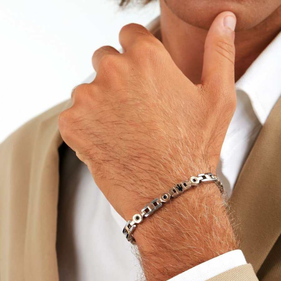 Armbnd til mnd Maserati Rustfrit stl 21,5 cm Slvfarvet #7