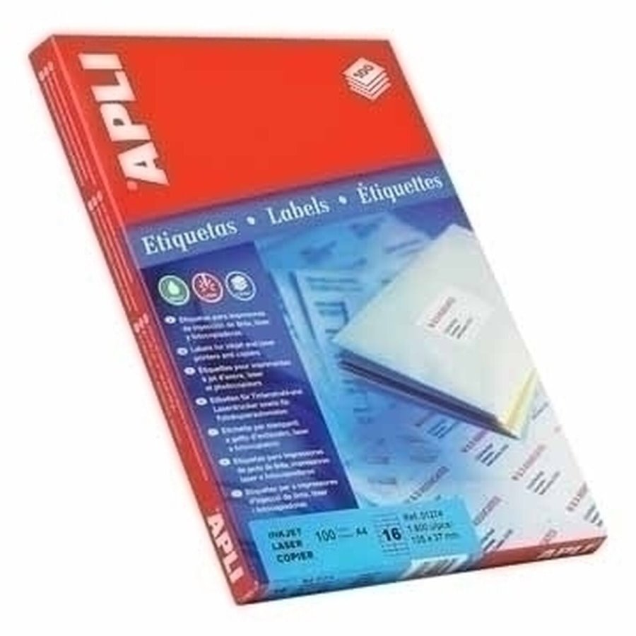 Printer labels Apli 100 Ark 64 x 33,9 mm Hvid #1