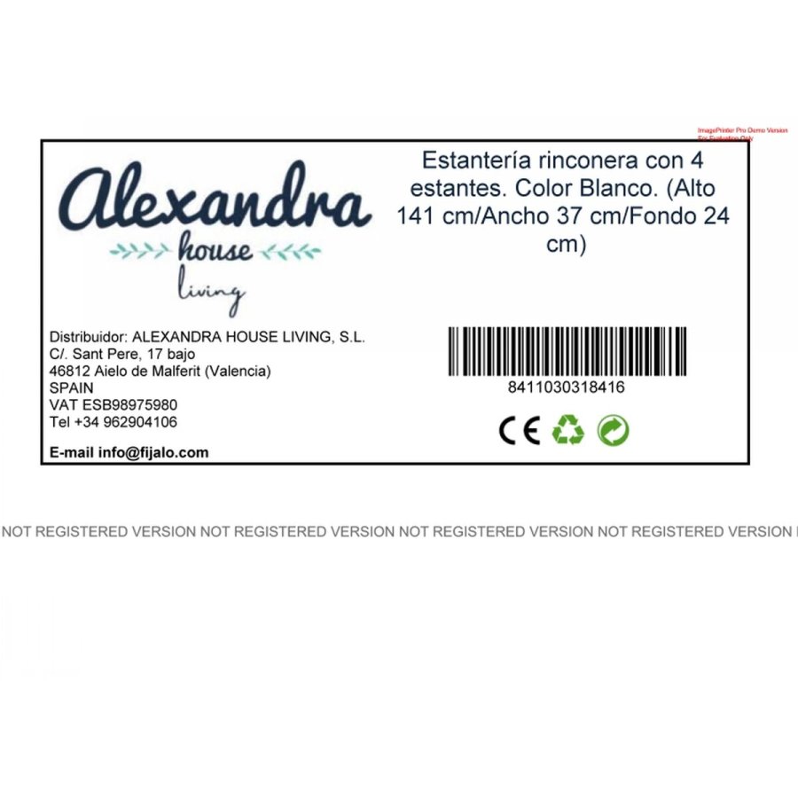 Hjrnembel Alexandra House Living Hvid Tr MDP 37 x 141 x 24 cm 4 Hylder #4