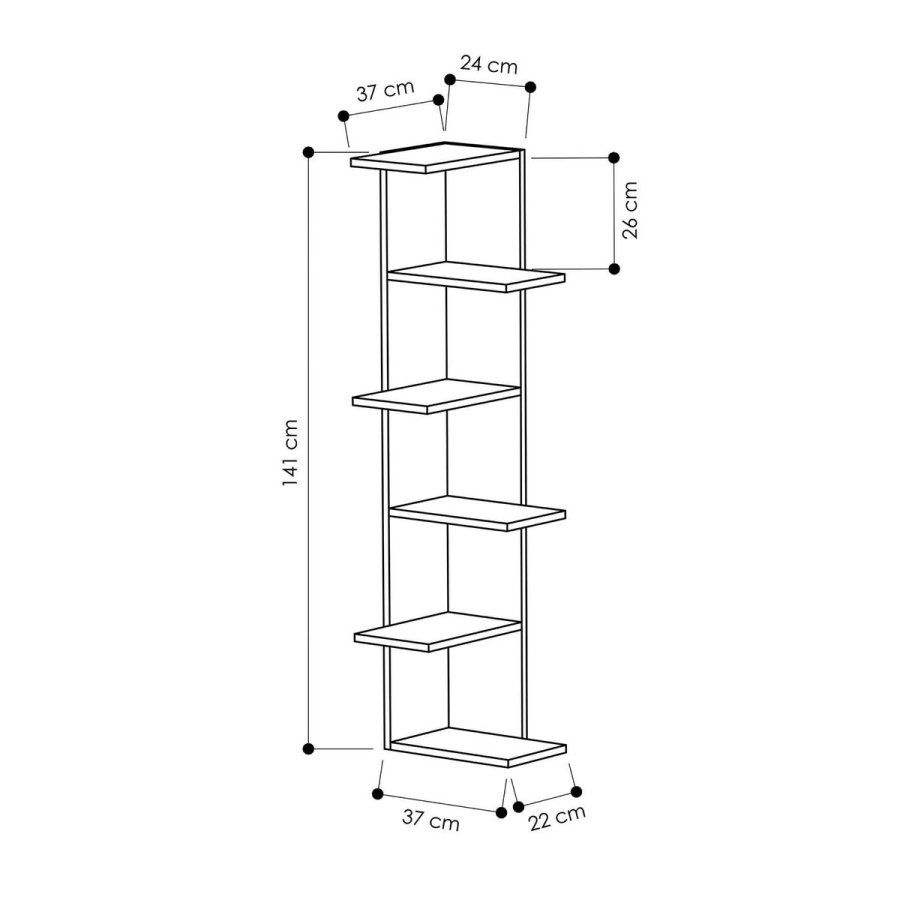 Hjrnembel Alexandra House Living Hvid Tr MDP 37 x 141 x 24 cm 4 Hylder #3