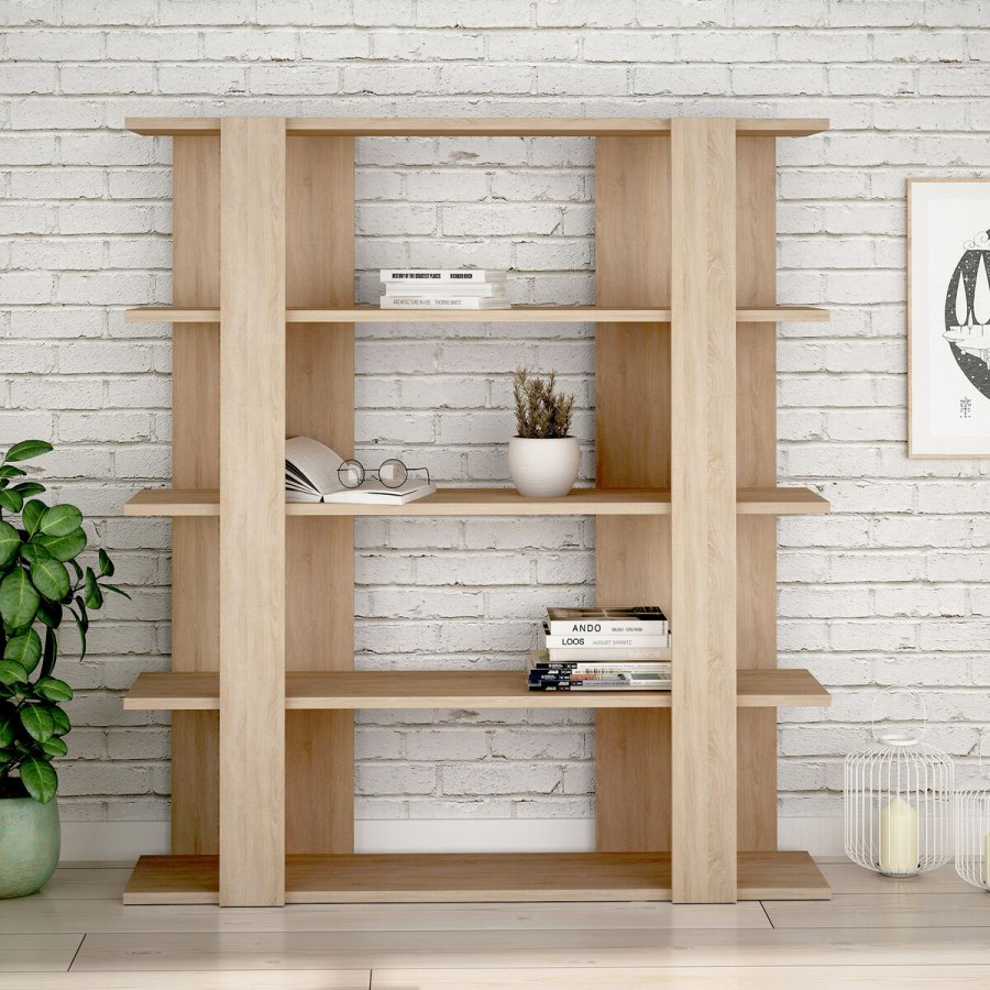 Boghandel Alexandra House Living Hrast Tr MDP 110 x 122 x 29 cm 4 Hylder #2