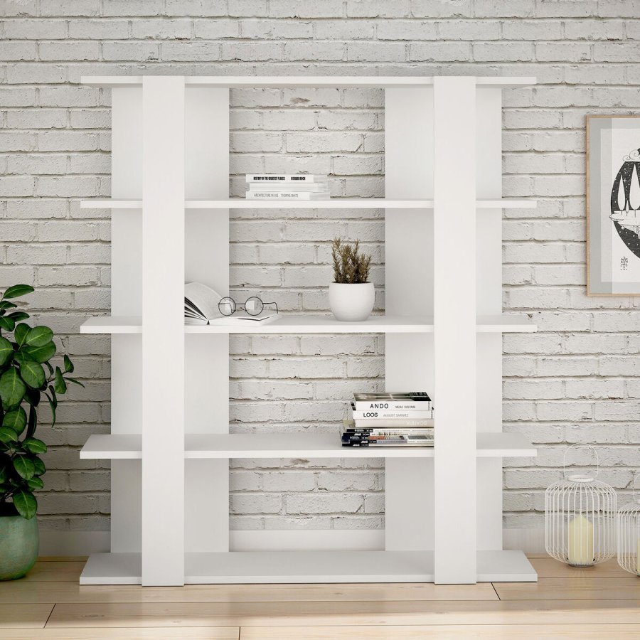 Boghandel Alexandra House Living Hvid Tr MDP 110 x 122 x 29 cm 4 Hylder #2