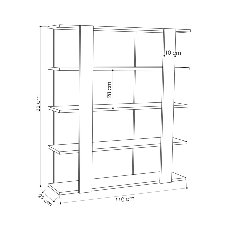 Boghandel Alexandra House Living Hvid Tr MDP 110 x 122 x 29 cm 4 Hylder #4