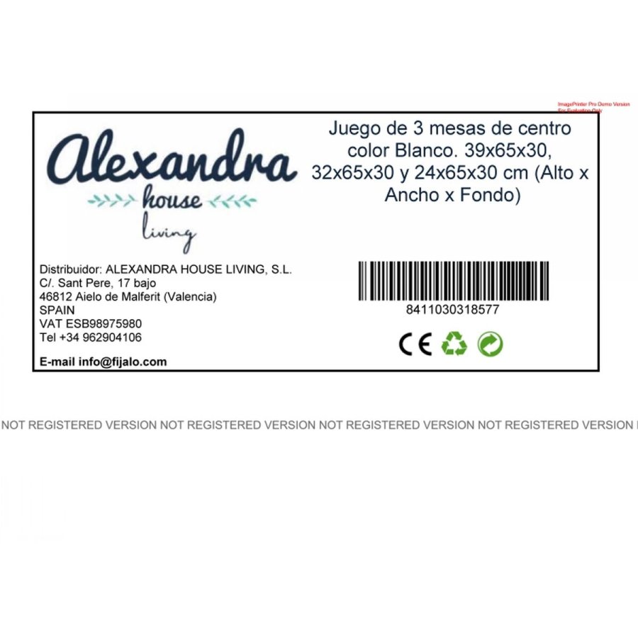 St med 3 borde Alexandra House Living Hvid Tr MDP 32 x 65 x 30 cm 24 x 65 x 30 cm 39 x 65 x 30 cm #5