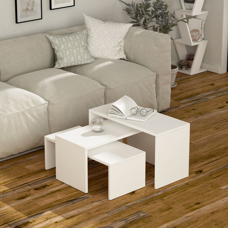 St med 3 borde Alexandra House Living Hvid Tr MDP 32 x 65 x 30 cm 24 x 65 x 30 cm 39 x 65 x 30 cm #2