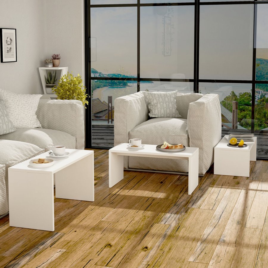 St med 3 borde Alexandra House Living Hvid Tr MDP 32 x 65 x 30 cm 24 x 65 x 30 cm 39 x 65 x 30 cm #3