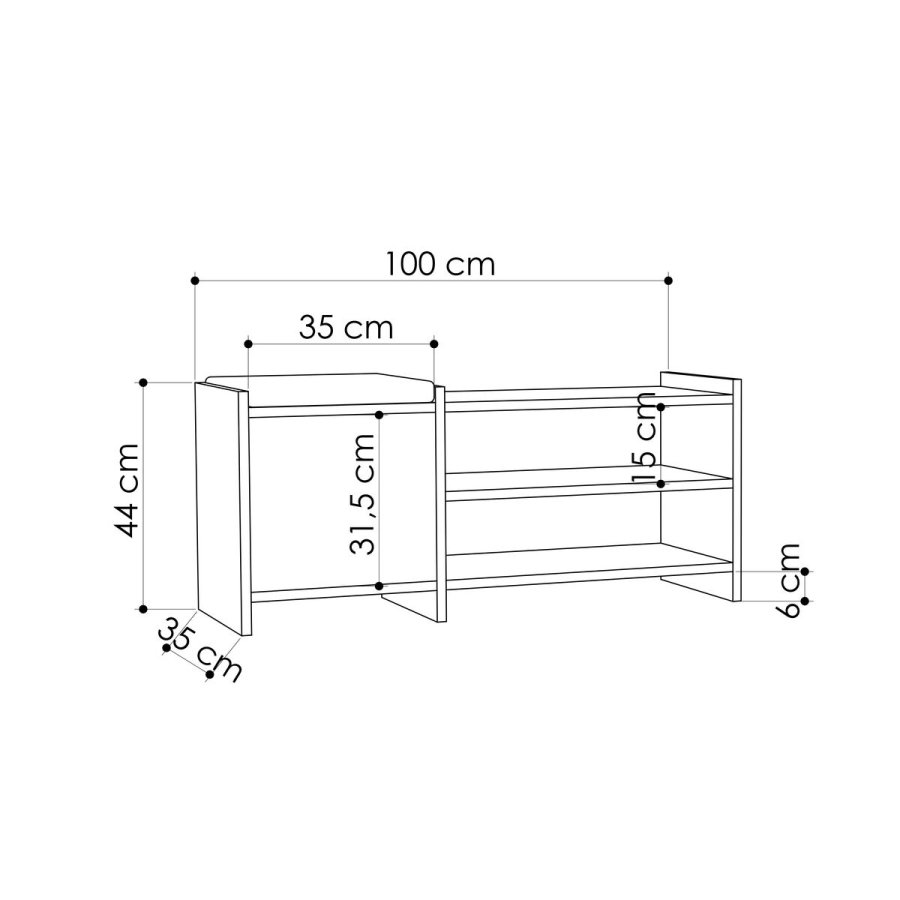 Skobnk Alexandra House Living Brun Gr 100 x 44 x 35 cm 2 Hylder 1 dr #22
