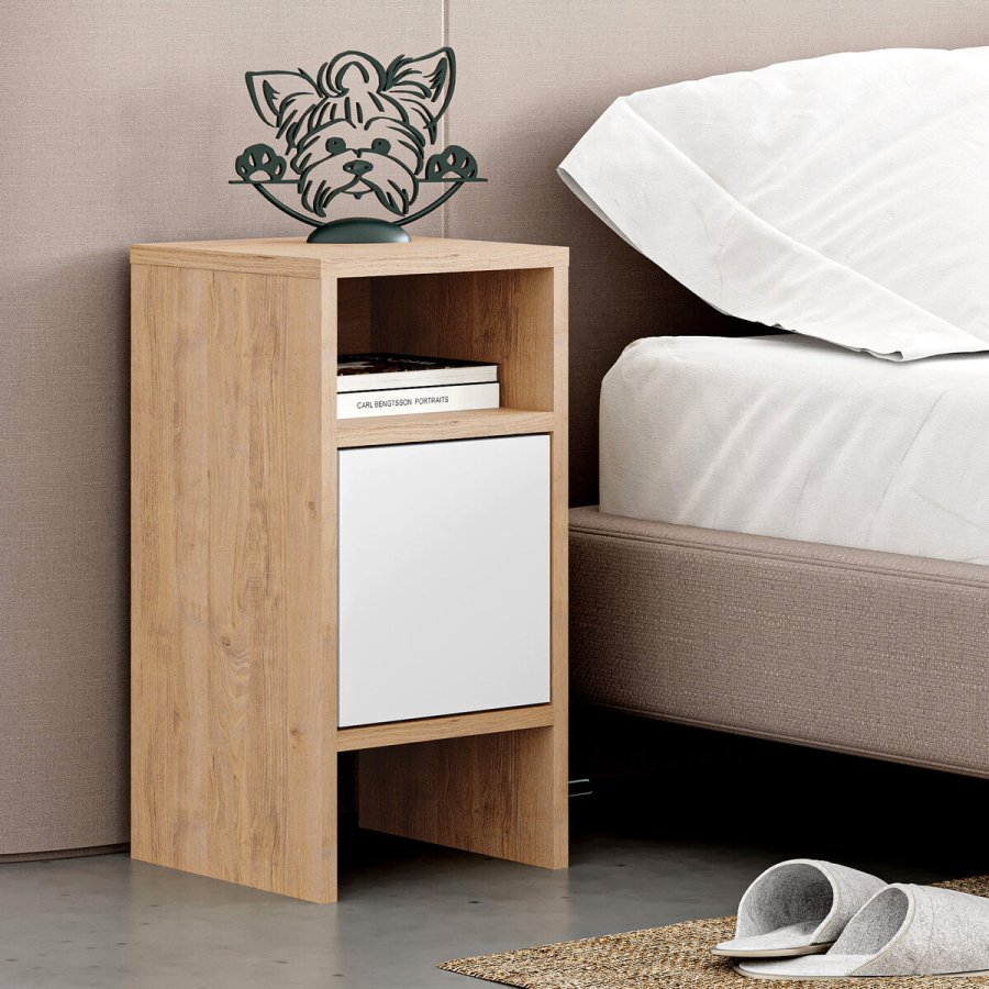 Natbord Alexandra House Living Hvid Brun Tr MDP 29 x 59 x 29 cm 1 dr #8