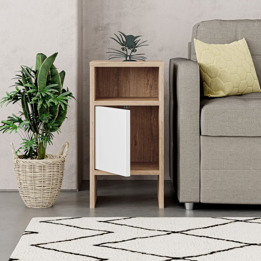 Natbord Alexandra House Living Hvid Brun Tr MDP 29 x 59 x 29 cm 1 dr #15