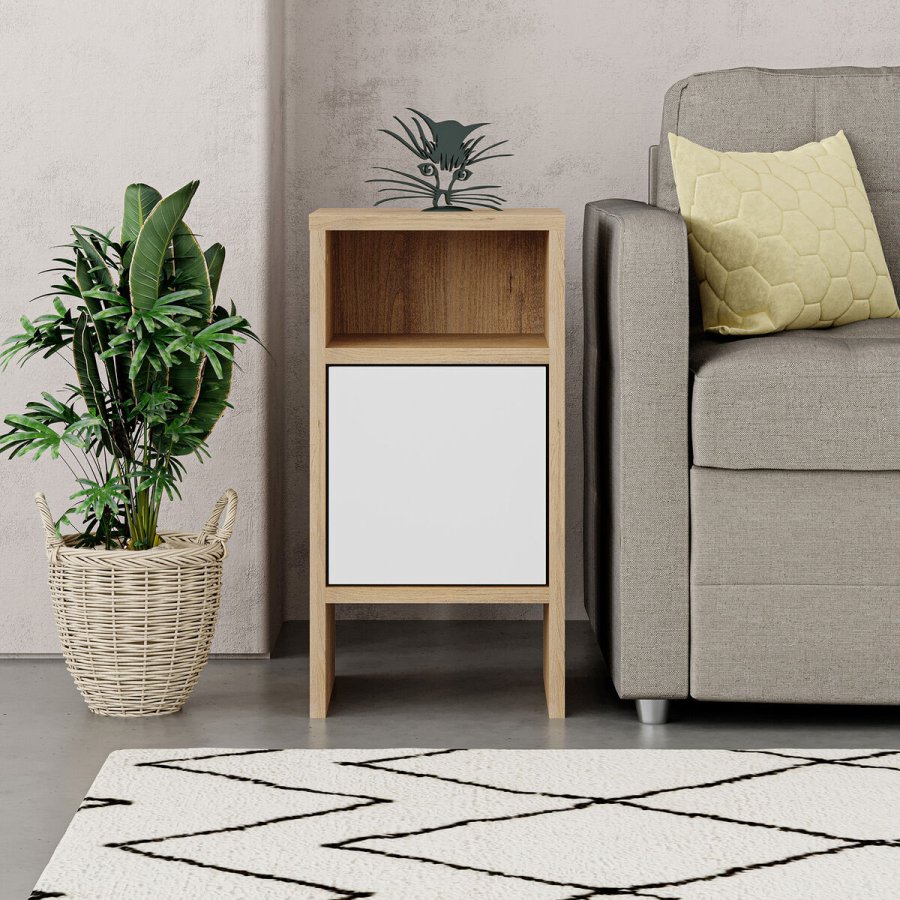 Natbord Alexandra House Living Hvid Brun Tr MDP 29 x 59 x 29 cm 1 dr #22