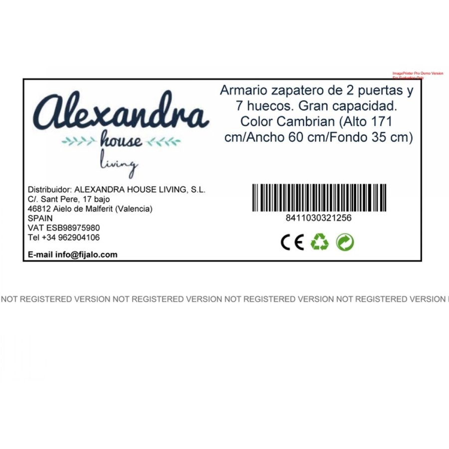 Skoskab Alexandra House Living Lys brun 59 x 171 x 35 cm 2 dre 7 Hylder #22
