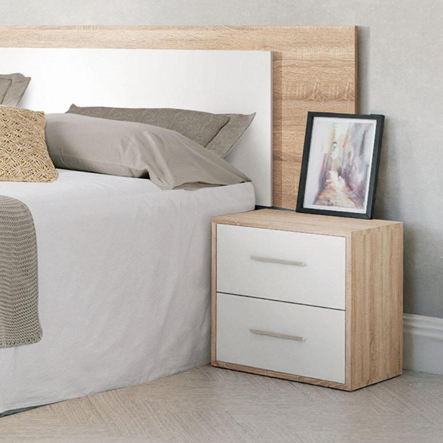 Natbord Alexandra House Living Hvid Metal Tr MDP 40 x 41 x 28 cm 2 skuffer #8
