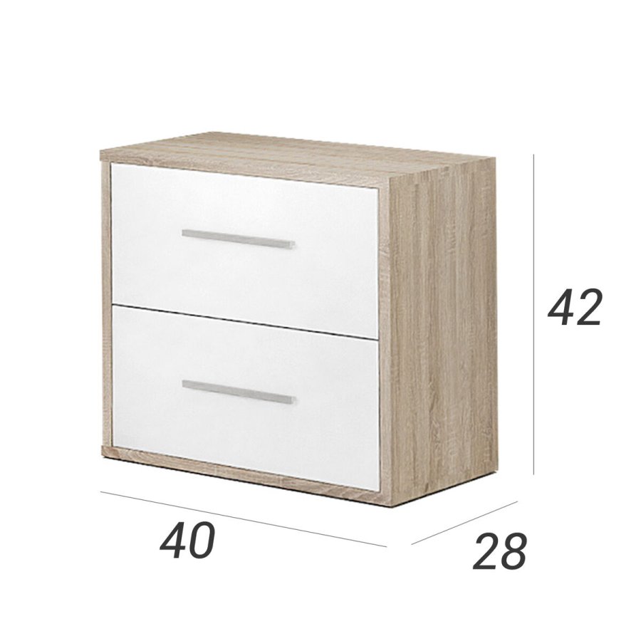 Natbord Alexandra House Living Hvid Metal Tr MDP 40 x 41 x 28 cm 2 skuffer #15