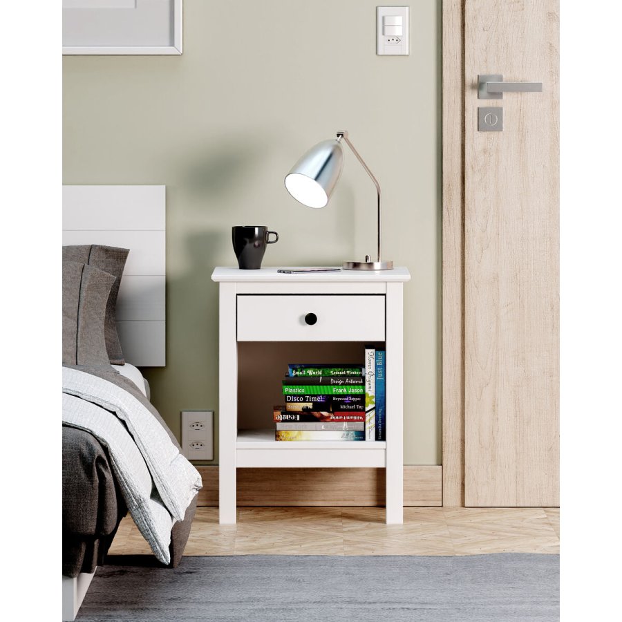 Natbord Alexandra House Living Hvid Metal Fyr 47 x 60 x 35 cm 1 skuffe #22