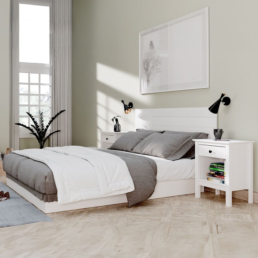 Natbord Alexandra House Living Hvid Metal Fyr 47 x 60 x 35 cm 1 skuffe #29