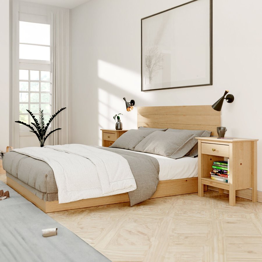 Natbord Alexandra House Living Honning Hrast Metal Fyr 47 x 60 x 35 cm 1 skuffe #22