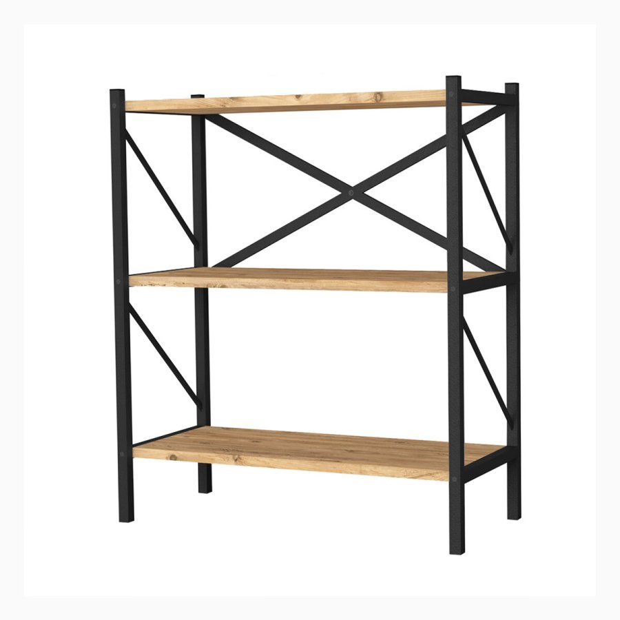 Boghandel Alexandra House Living Sort Hrast Metal Tr MDP 66 x 85 x 34 cm industriel 3 Hylder #1