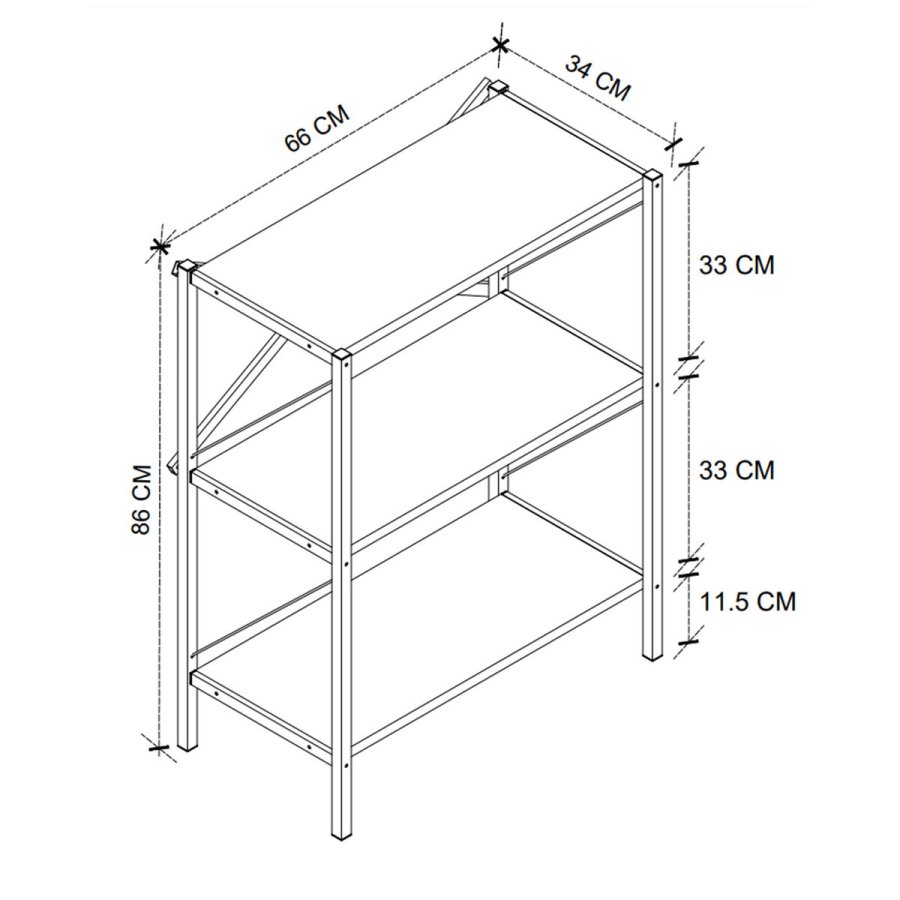 Boghandel Alexandra House Living Sort Hrast Metal Tr MDP 66 x 85 x 34 cm industriel 3 Hylder #5