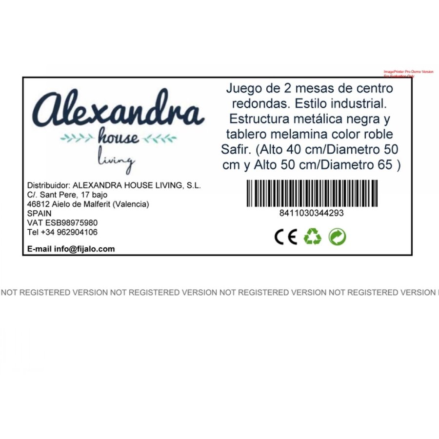 St med 2 borde Alexandra House Living Sort Hrast Metal Tr MDP 50 x 40 x 50 cm 65 x 50 x 65 cm #5