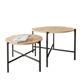 St med 2 borde Alexandra House Living Sort Hrast Metal Tr MDP 50 x 40 x 50 cm 65 x 50 x 65 cm #1