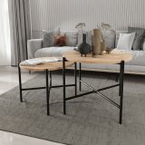 St med 2 borde Alexandra House Living Sort Hrast Metal Tr MDP 50 x 40 x 50 cm 65 x 50 x 65 cm #3