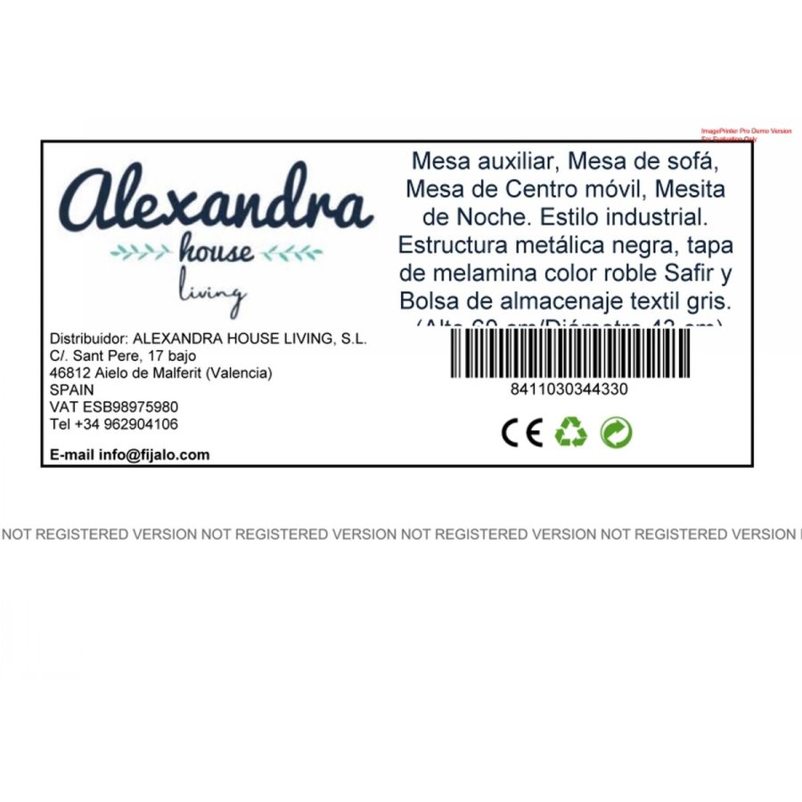 Sofabord Alexandra House Living Sort Gr Hrast Metal Tr MDP 43 x 60 x 43 cm #5