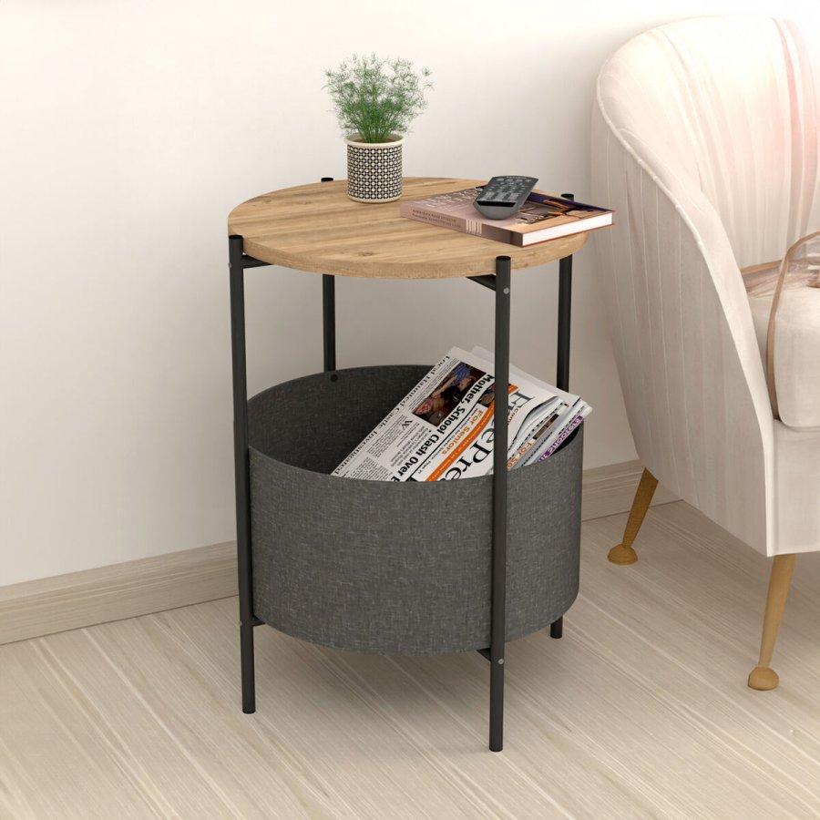Sofabord Alexandra House Living Sort Gr Hrast Metal Tr MDP 43 x 60 x 43 cm #2
