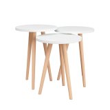 Set med 3 sm borde Alexandra House Living Hvid Natur Tr MDP 35 x 49 x 35 cm 35 x 45 x 35 cm 35 x 47 x 35 cm #1