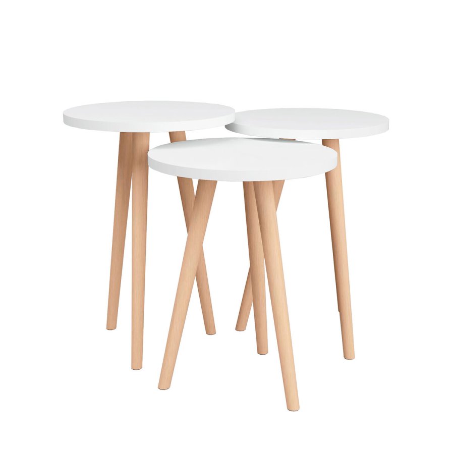 Set med 3 sm borde Alexandra House Living Hvid Natur Tr MDP 35 x 49 x 35 cm 35 x 45 x 35 cm 35 x 47 x 35 cm #1