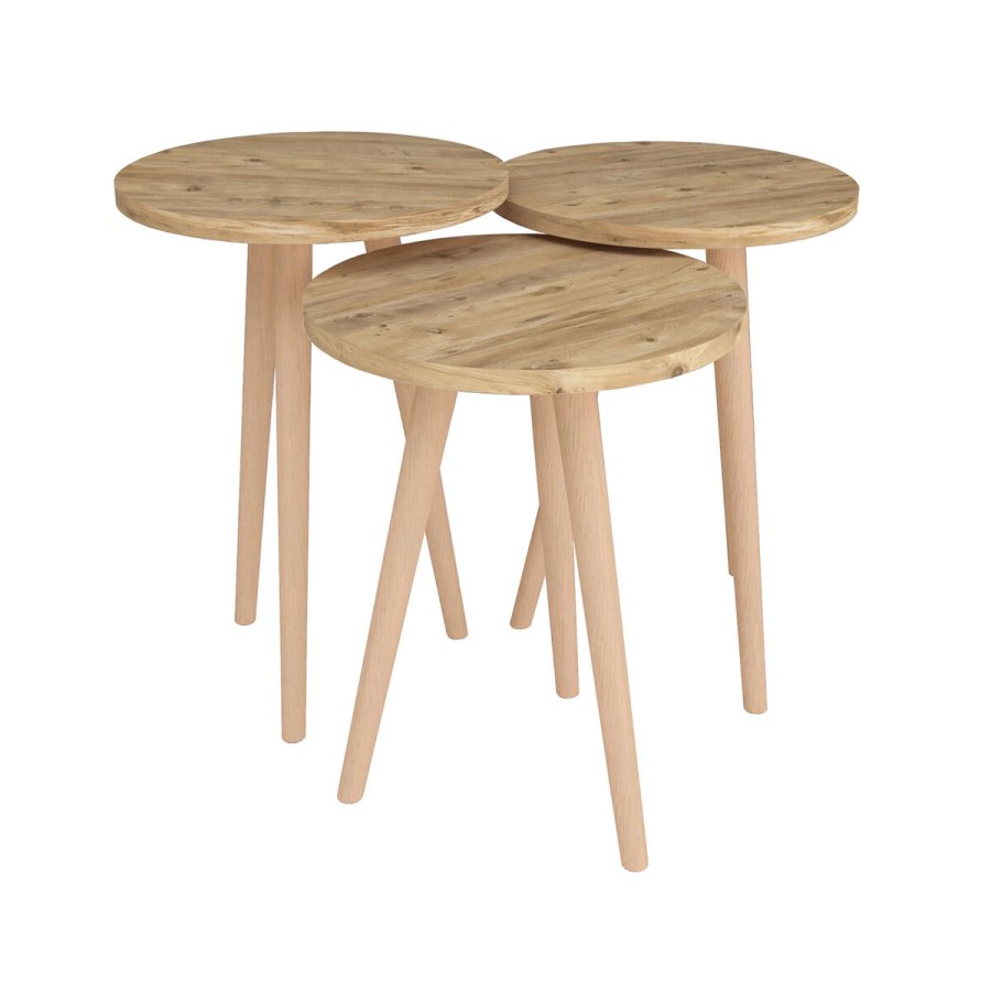Set med 3 sm borde Alexandra House Living Natur Hrast Tr MDP 35 x 49 x 35 cm 35 x 45 x 35 cm 35 x 47 x 35 cm #1