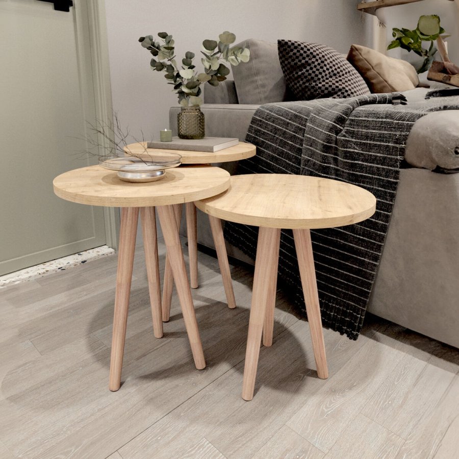 Set med 3 sm borde Alexandra House Living Natur Hrast Tr MDP 35 x 49 x 35 cm 35 x 45 x 35 cm 35 x 47 x 35 cm #2