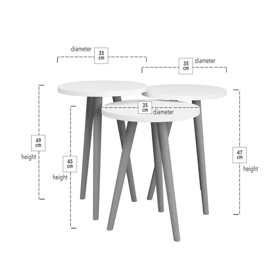 Set med 3 sm borde Alexandra House Living Natur Hrast Tr MDP 35 x 49 x 35 cm 35 x 45 x 35 cm 35 x 47 x 35 cm #3