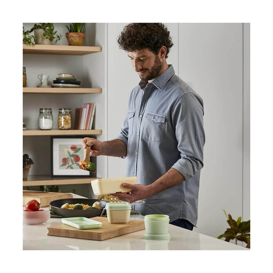 Rektangulr madkasse med Lg Milan Grn 750 ml Plastik #7