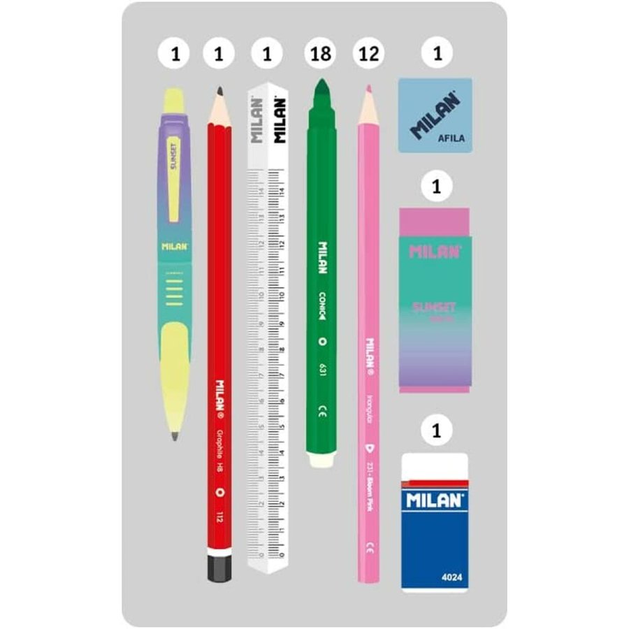 Dobbelt penalhus Milan Sunset Sort Pink 34 Dele 19,5 x 13 x 5 cm #3