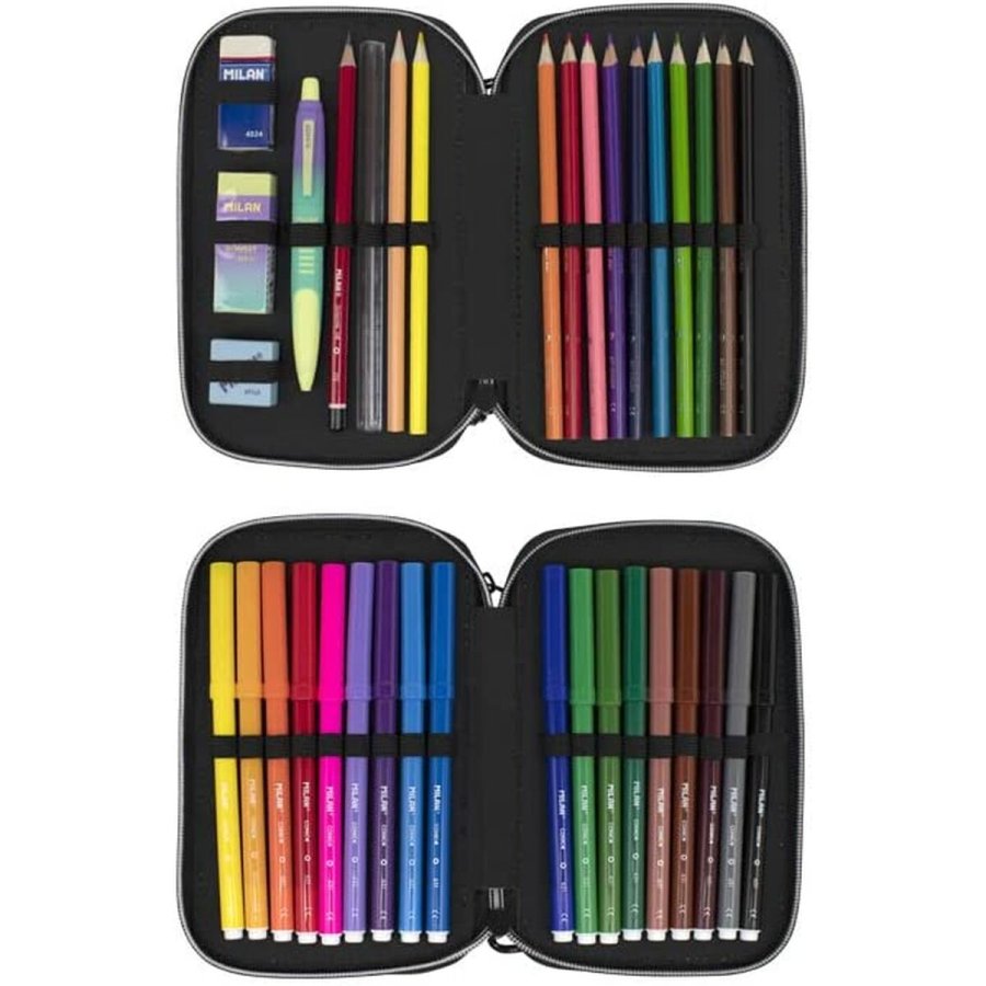 Dobbelt penalhus Milan Sunset Sort Grn 19,5 x 13 x 5 cm 36 Dele #2