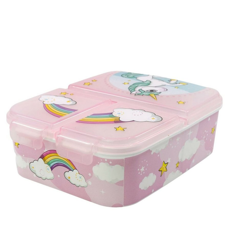 Madkasse med rum til bestik Stor Unicorn Rainbow (6,7 x 16,5 x 19,5 cm) #1